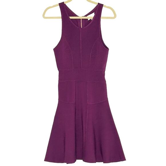 MILLY Plum Fit and Flare Stretch Dress P (XS) - Picture 1 of 11